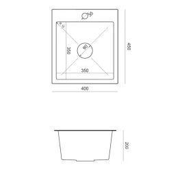 Komplet zlewozmywak QUADRON czarny AVENIR SMART 40X45 cm z baterią