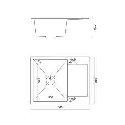 Komplet zlewozmywak QUADRON inox AVENIR SHORT 60x48 cm z baterią