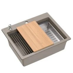 Komplet zlewozmywak QUADRON szary MASTER BASE 1K 59,5x50 cm z akcesoriami