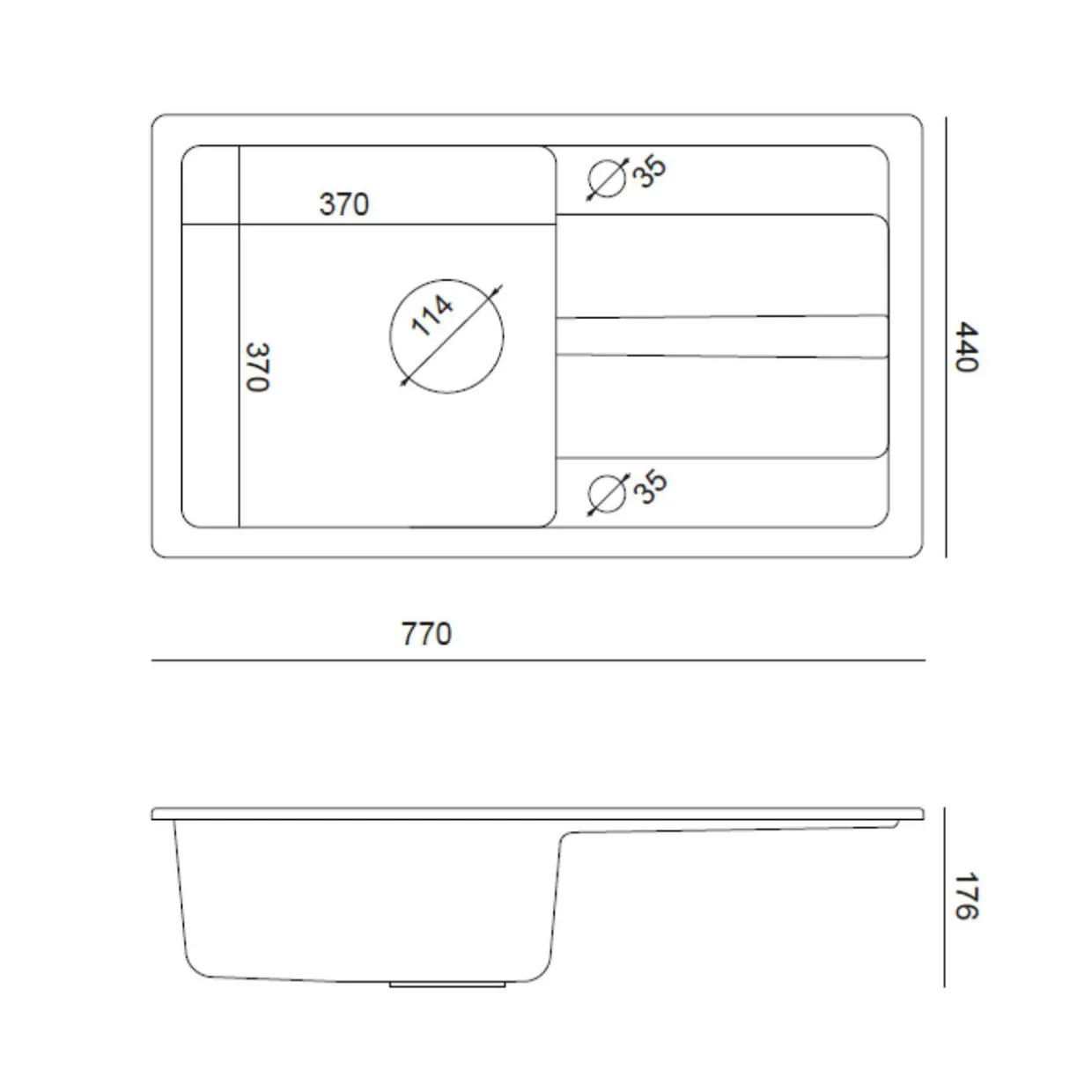 Komplet zlewozmywak QUADRON czarny PROFIT MAX 1K/Z/O 70X44 z czarną baterią