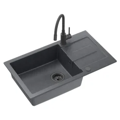 Komplet zlewozmywak QUADRON czarny BOLD XL 1K/Z/O 78x45 cm z baterią