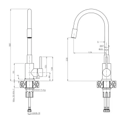 Komplet zlewozmywak QUADRON czarny BOLD XL 1K/Z/O 78x45 cm z baterią