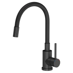 Komplet zlewozmywak QUADRON czarny SMART 62x44 cm z baterią, dozownikiem, matą i syfonem