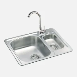 Komplet zlewozmywak stalowy satyna ALVEUS FJORD 61,5x50 z baterią chrom