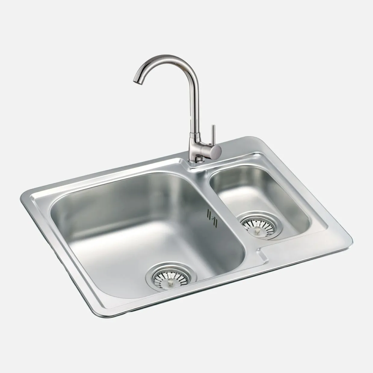 Komplet zlewozmywak stalowy satyna ALVEUS FJORD 61,5x50 z baterią chrom