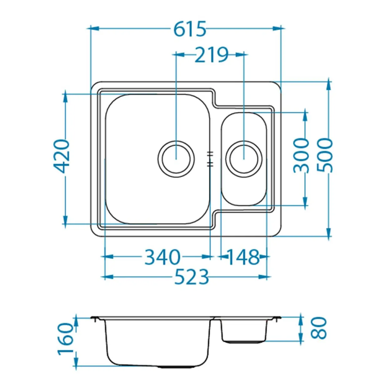 Komplet zlewozmywak stalowy satyna ALVEUS FJORD 61,5x50 z baterią chrom