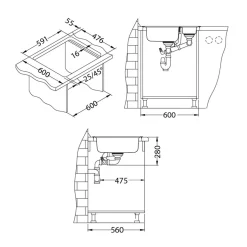 Komplet zlewozmywak stalowy satyna ALVEUS FJORD 61,5x50 z baterią chrom