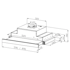 Korpus QUBIK 60x60 biały z okapem czarnym OKPZH17EF