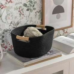 Kosz do przechowywania czarny 32x28x15 cm