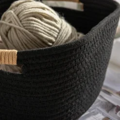 Kosz do przechowywania czarny 32x28x15 cm