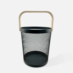 Kosz do przechowywania z uchwytem okrągły czarny 22x26 cm