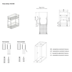 Kosz dolny cargo mini do kuchni metal grafit 50/2 (10/MZMF) INSIDE