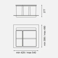 Kosz na odpady antracytowy PULLBOY VARIO 9XL 600/ 26+11