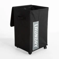 Kosz na pranie z pokrywką na kółkach 40x33x60 cm