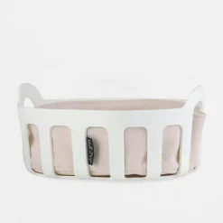 Koszyk na pieczywo z bawełnianym wkładem biały LIVIO