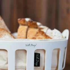 Koszyk na pieczywo z bawełnianym wkładem biały LIVIO