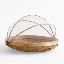 Koszyk z moskitierą, bambusowy, 35 cm