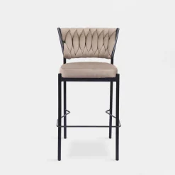 Krzesło barowe na czarnych nogach szarobeżowe LIANA