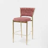 Krzesło barowe na złotych nogach różowe LIANA
