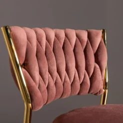 Krzesło barowe na złotych nogach różowe LIANA