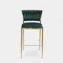 Krzesło barowe na złotych nogach zielone LIANA