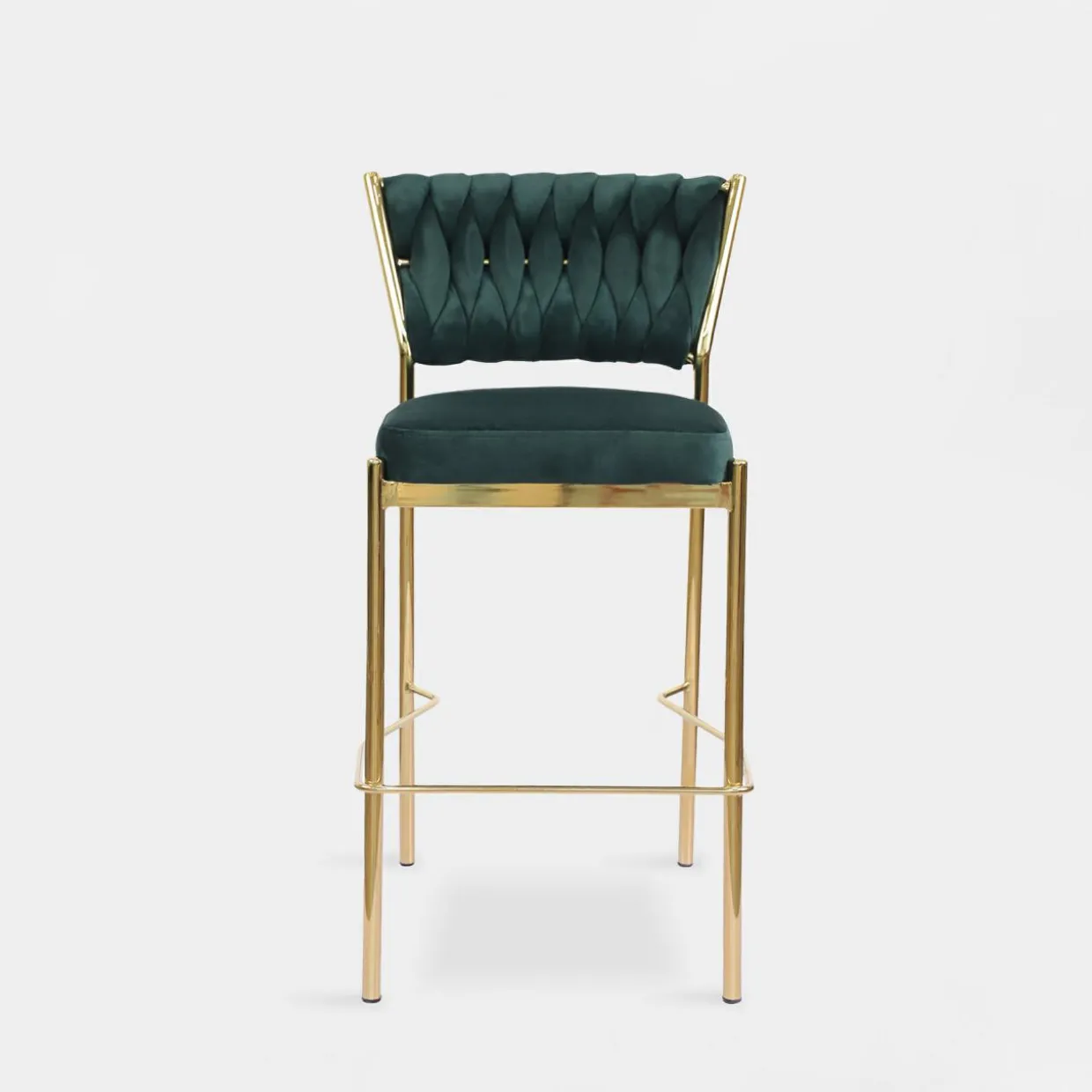 Krzesło barowe na złotych nogach zielone LIANA