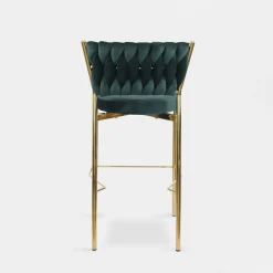 Krzesło barowe na złotych nogach zielone LIANA