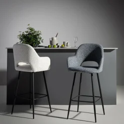 Krzesło barowe tapicerowane szare FILIE