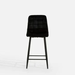 Krzesło barowe welurowe czarne ABADA