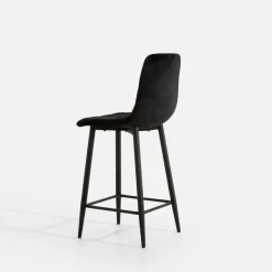 Krzesło barowe welurowe czarne ABADA