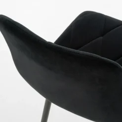 Krzesło do jadalni welurowe ABIA czarne