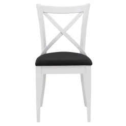 Krzesło drewniane białe, z czarnym siedziskiem FRESCO