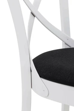 Krzesło drewniane białe, z czarnym siedziskiem FRESCO