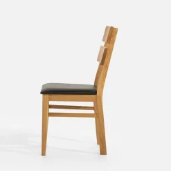 Krzesło drewniane ze skórą naturalną LEVKE