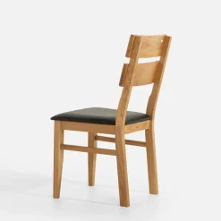 Krzesło drewniane ze skórą naturalną LEVKE