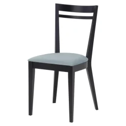 Krzesło drewniane ze srebrnym siedziskiem ERIN