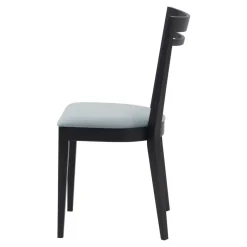 Krzesło drewniane ze srebrnym siedziskiem ERIN