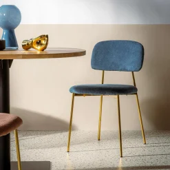 Krzesło tapicerowne granatowe ERMENIO