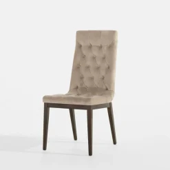 Krzesło welurowe beżowe CAPITONE VOLARE