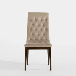 Krzesło welurowe beżowe CAPITONE VOLARE