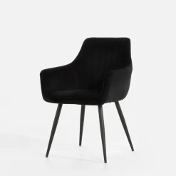 Krzesło welurowe czarne ADUNO II