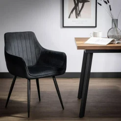 Krzesło welurowe czarne ADUNO II