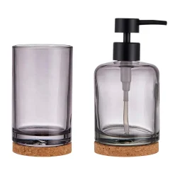 Kubek łazienkowy na podstawie z korka szary 12 cm