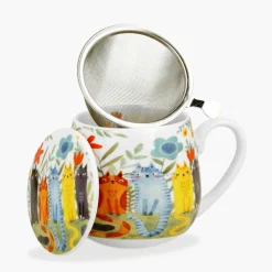 Kubek baryłka z zaparzaczem KOCI ŚWIAT KOTY OGRODOWE 430 ml