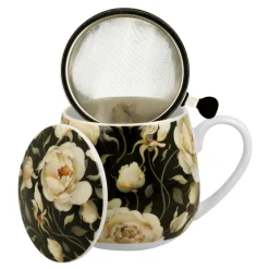Kubek baryłka z zaparzaczem ENGLISH ROSES BLACK 430 ml