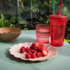 Kubek plastikowy ze słomką czerwony 500 ml