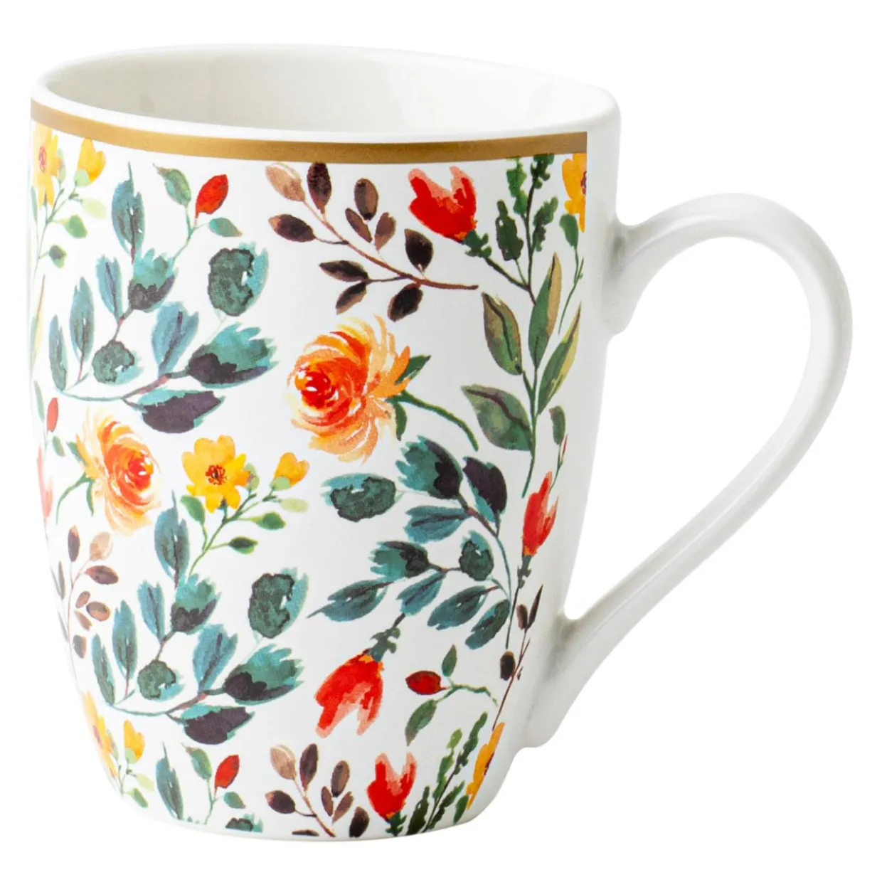 Kubek porcelanowy w kolorowe kwiaty 330 ml