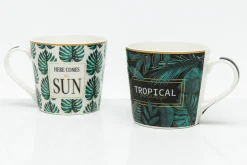 Kubek z porcelany w egzotyczne liście 380 ml
