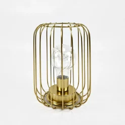 Lampa dekoracyjna LED druciany klosz złota 13x17 cm