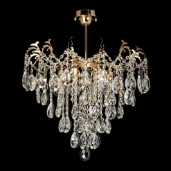 Lampa kryształowa sufitowa glamour złota fi 58 cm